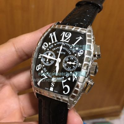 Replica Franck Muller Cintree Curvex Chronograph Watch SS Black Dial